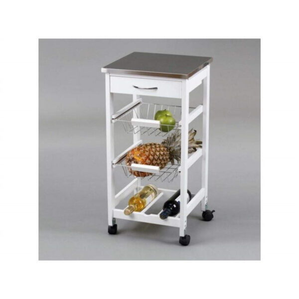Carro de cocina con cestas y botellero inox IBERODEPOT