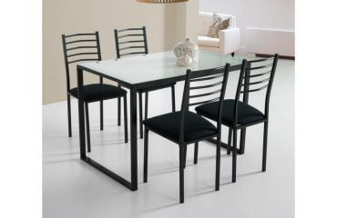 Conjunto mesa de cocina cristal y 4 sillas Noemí IBERODEPOT