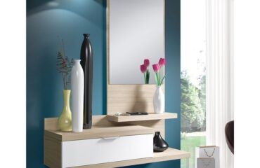 Mueble de recibidor con espejo Natural IBERODEPOT