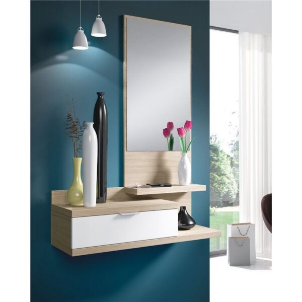 Mueble de recibidor con espejo Natural Iberodepot