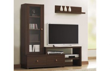 Mueble de televisión vitrina con 2 cajones IBERODEPOT