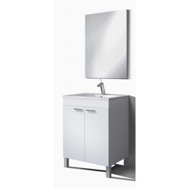 Mueble lavabo con puertas y espejo Blanco 60 IBERODEPOT