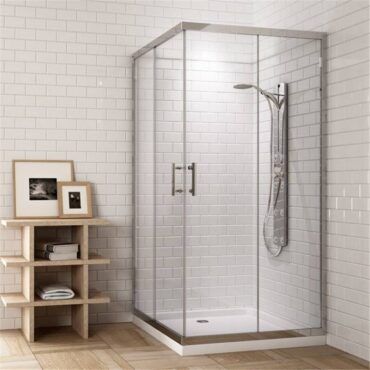 Mampara frontal de ducha 1 fijo + 1 puerta corredera de 150 a 156 cm.  Velvet — Suministros online SUMICK, S.L.