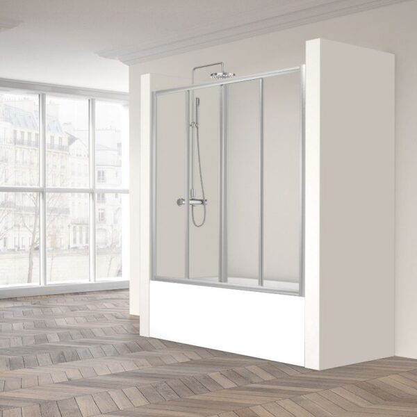 Mampara de Bañera Frontal Corredera Cristal Aday Profiltek