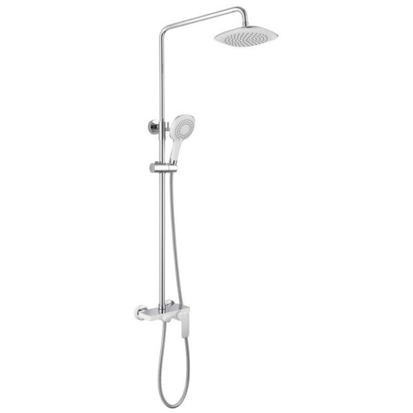 Columna de ducha monomando acabado blanco y cromo Cassio GME