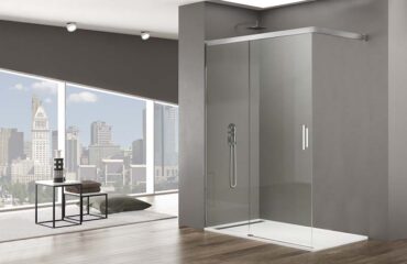 Mampara de ducha corredera angular al vértice con perfil blanco BASIC FREE- GME