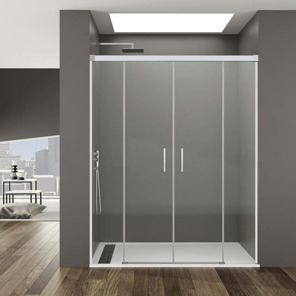 Mampara de ducha frontal dos correderas con perfil blanco BASIC SPAZIO - GME