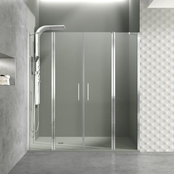 Mampara de ducha frontal serie Open fijo + 2 puertas abatibles + fijo COMBI G GME