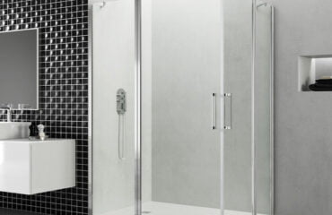 Mampara de ducha angular serie Open fijo + 2 puertas abatibles + fijo COMBI H GME
