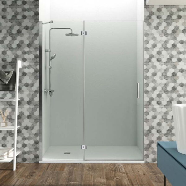Mampara de ducha frontal serie Glass fijo + puerta abatible COMBI C GME