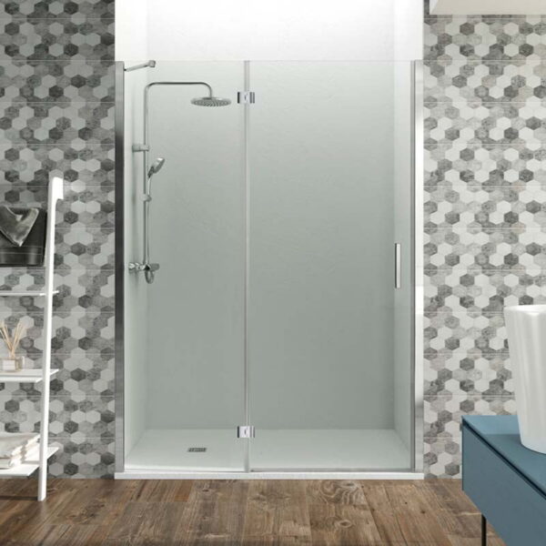 Mampara de ducha frontal serie Glass fijo + puerta abatible COMBI D GME