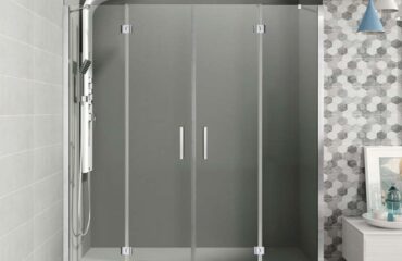 Mampara de ducha frontal serie Glass fijo + 2 puertas abatibles + fijo COMBI G GME