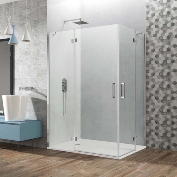 Mampara de ducha angular serie Glass 2 puertas abatibles + 2 fijos COMBI H GME