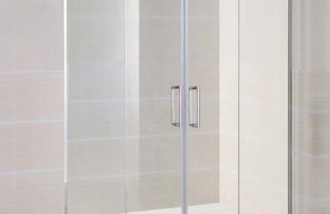 Mampara de ducha frontal con dos cristales fijos y dos correderas MOVING SPAZIO - GME