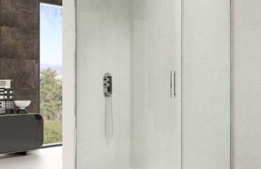 Mampara de ducha angular con lateral de cristal fijo y corredera ROTARY - GME