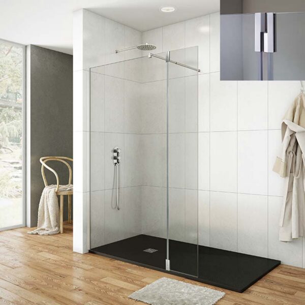 Mampara de ducha frontal cristal fijo + abatible Screen 35 Bisagra 180º GME