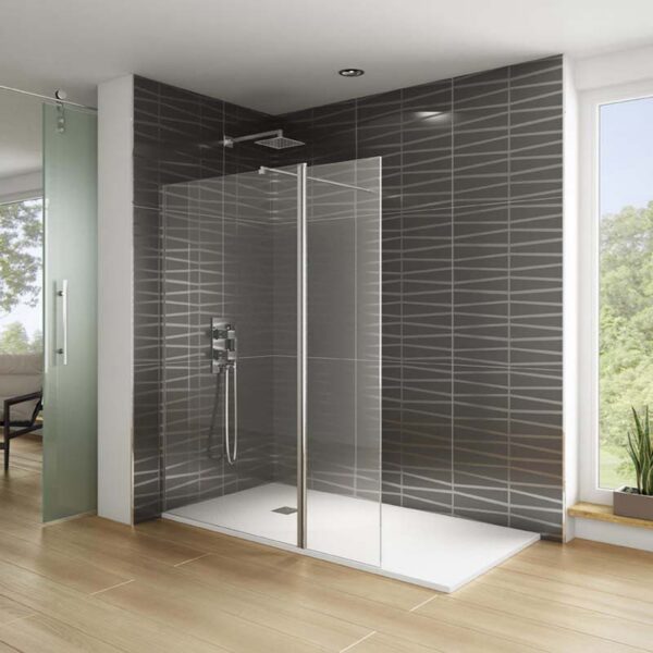 Mampara de ducha frontal cristal fijo + abatible Screen Moving GME