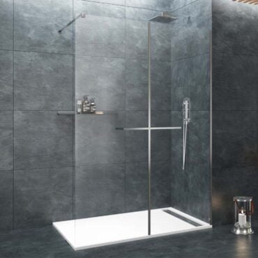  Mampara de ducha fija para baño, vidrio resistente al agua duro  (30 x 76 pulgadas, negro mate) : Herramientas y Mejoras del Hogar