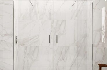 Mampara de ducha frontal de cristal con dos fijos y dos correderas VITRO SPAZIO - GME