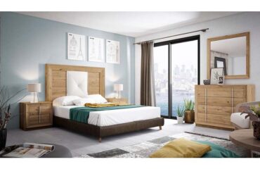 Dormitorio Matrimonio Tapizado Formentera Roble - Tapiz Blanco