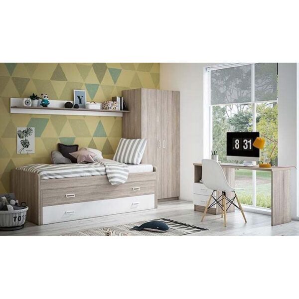 Cama Nido Compacta Roble - Blanco 202 cm