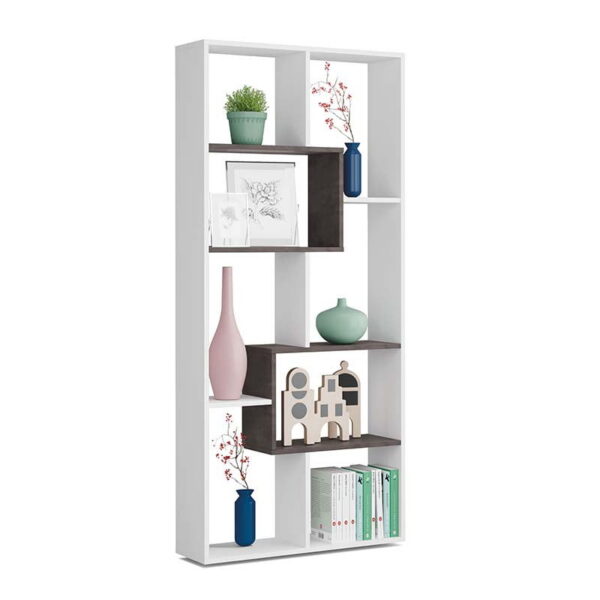 Estantería alta 8 baldas blanco - óxido Kawa 80 cm