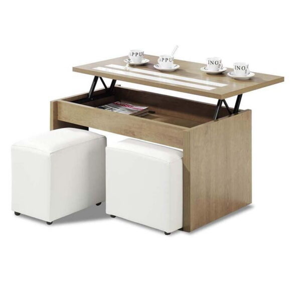 Mesa de centro elevable Cambrian - Blanco Sanlúcar
