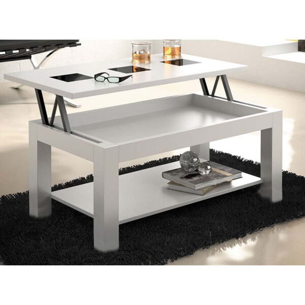 Mesa de centro elevable blanco - negro Fuengirola
