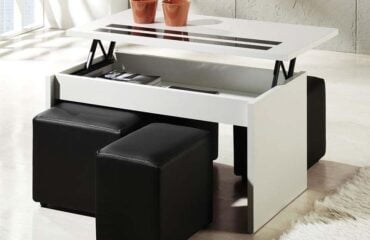 Mesa de centro elevable blanco - negro Sanlúcar