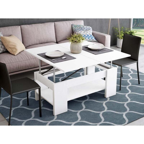 Mesa de centro elevable convertible blanco Valencia