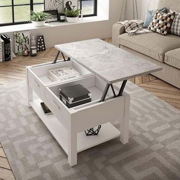 Mesa de centro elevable blanco - madera Boston