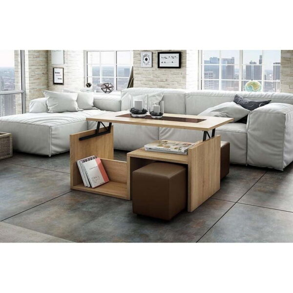 Mesa de centro elevable Manhattan Roble Cambrian - Choco
