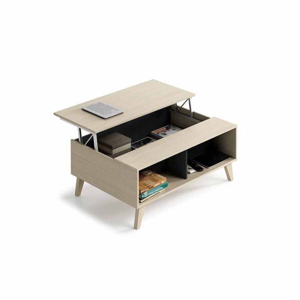 Mesa de Centro Elevable Zaiken 100 cm Roble - Gris