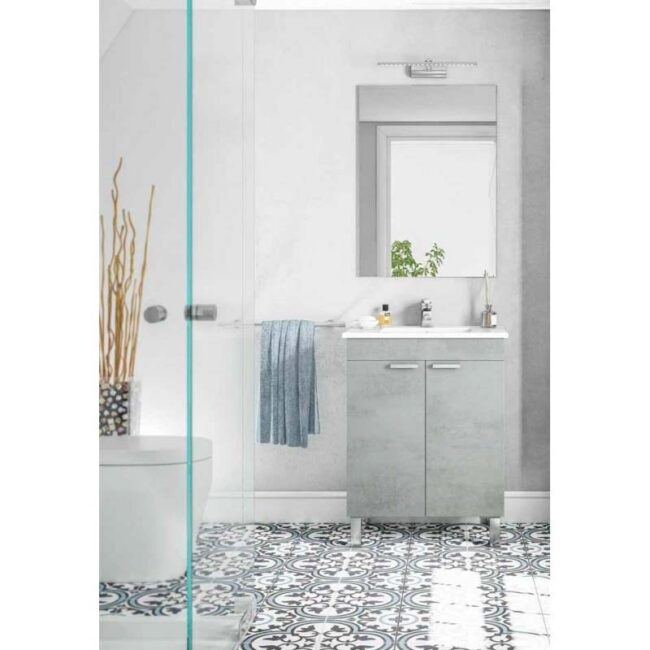 Mueble lavabo 60cm color gris con espejo