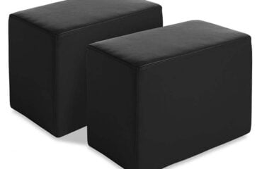 Juego de 2 Puffs Polipiel Negro / Blanco / Chocolate