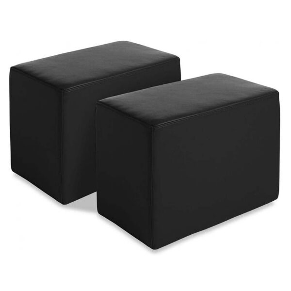 Juego de 2 Puffs Polipiel Negro / Blanco / Chocolate