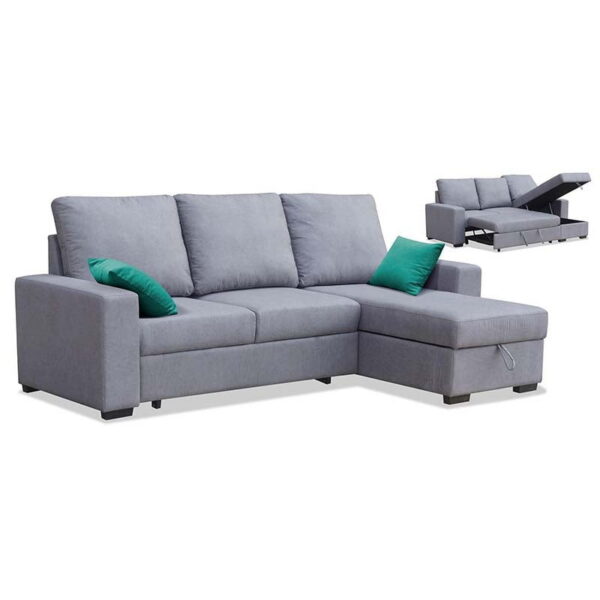 Sofá Chaise Longue Cama Gris Rocky 255 cm