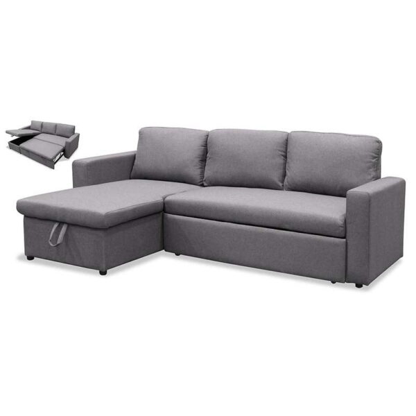Sofá Cama Chaise Longue Gris Marbella 222 cm