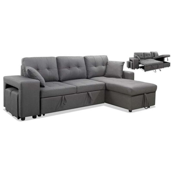 Sofá Cama Chaise Longue Gris Mojácar 240 cm