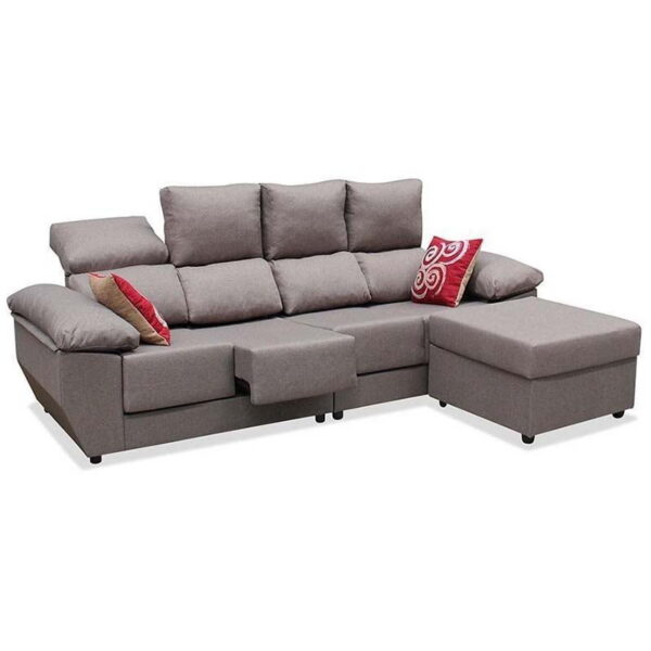 Sofá Chaise Longue Marrón Rosa 255 cm