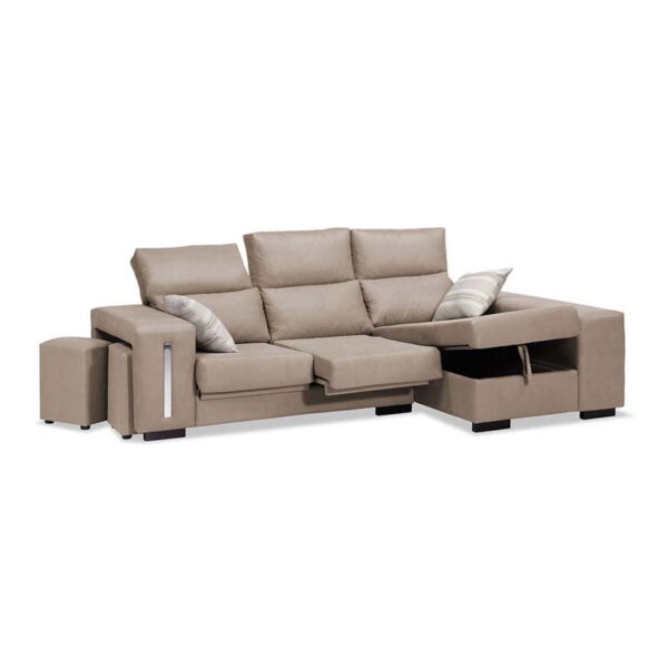 Sofá Chaise Longue Beige Super Eko 240 cm