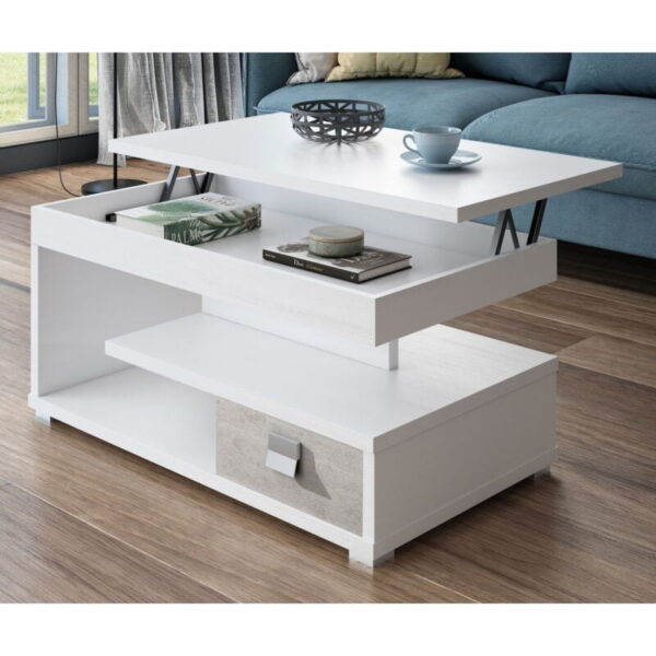 Mesa de centro elevable Pozzolana - Blanco Almería